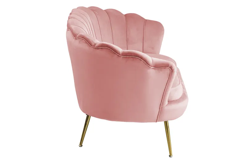 Muschelsofa aus Samt in Rosé, Ansicht 6
