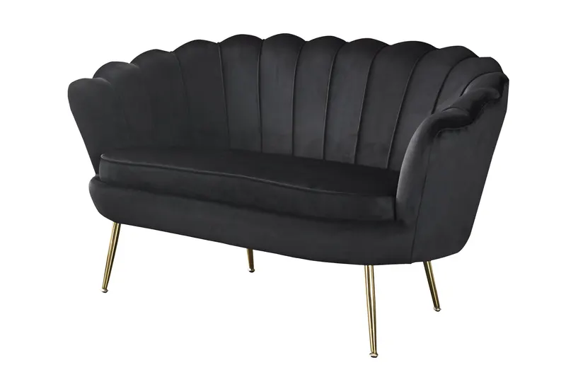 Muschelsofa aus Samt in Schwarz, Ansicht 1