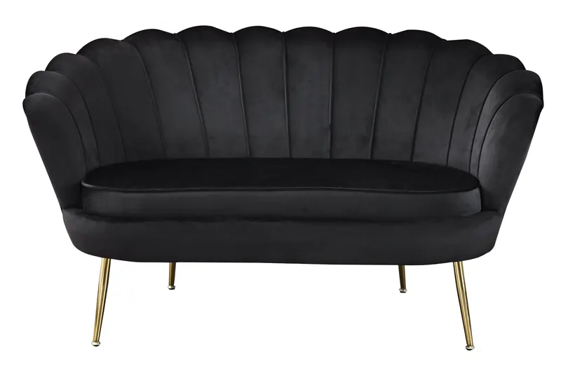 Muschelsofa aus Samt in Schwarz, Ansicht 2