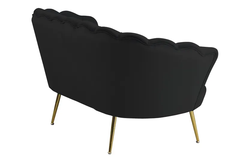 Muschelsofa aus Samt in Schwarz, Ansicht 3
