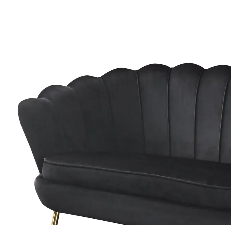 Muschelsofa aus Samt in Schwarz, Ansicht 4