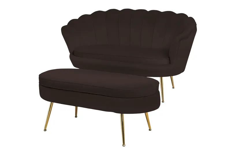 Muschelsofa aus Samt in Schwarz, Ansicht 6