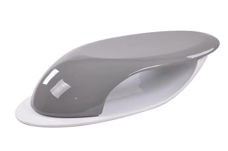 Slider Couchtisch aus Fiberglas, Grau und Weiß