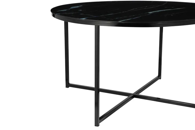 Couchtisch Ø 80 cm mit Glasplatte in Marmoroptik, Ansicht 4