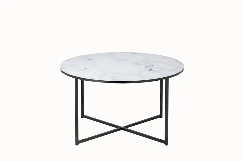 Couchtisch Ø 80 cm mit weißer Marmoroptik, Ansicht 1