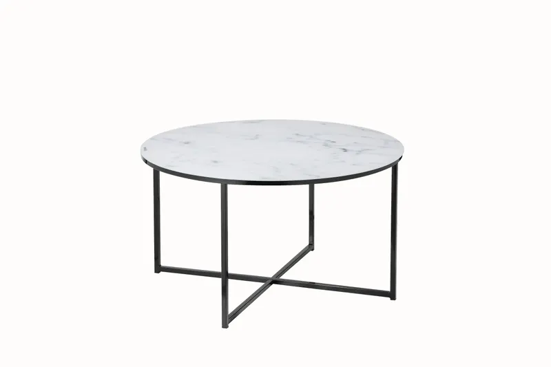 Couchtisch Ø 80 cm mit weißer Marmoroptik, Ansicht 2