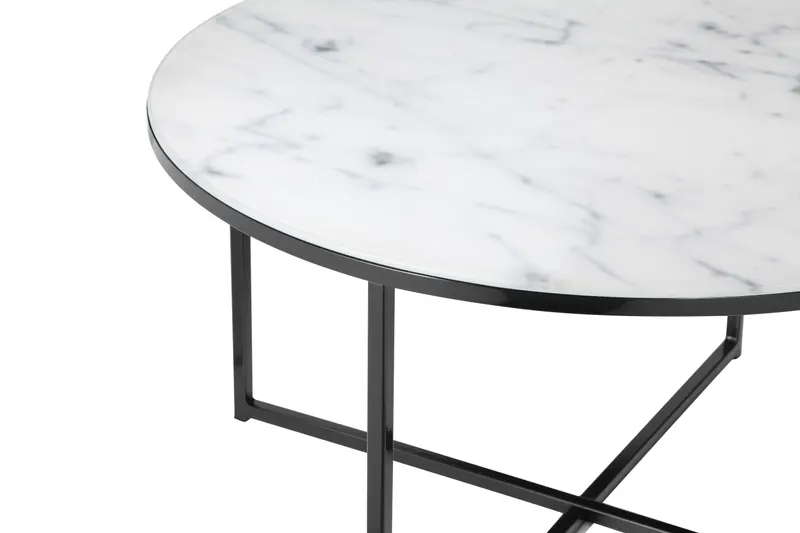 Couchtisch Ø 80 cm mit weißer Marmoroptik, Ansicht 3
