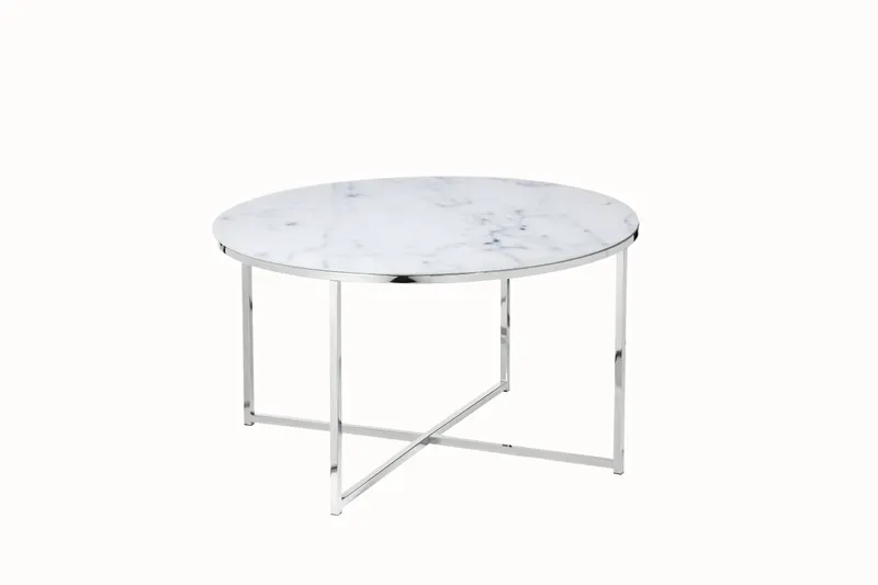 Couchtisch Ø 80 cm mit weißer Marmoroptik, Ansicht 1