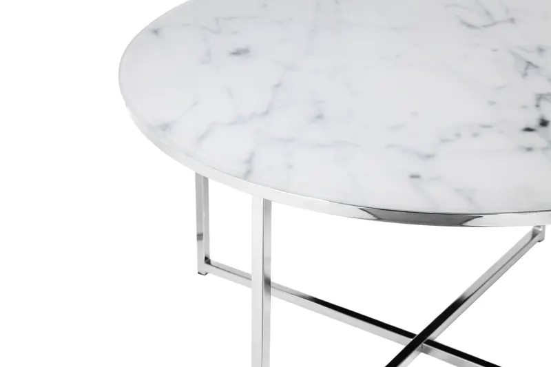 Couchtisch Ø 80 cm mit weißer Marmoroptik, Ansicht 2