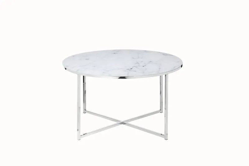 Couchtisch Ø 80 cm mit weißer Marmoroptik, Ansicht 4