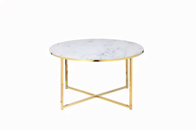 Couchtisch Ø 80 cm, Weiß/Gold, Ansicht 1
