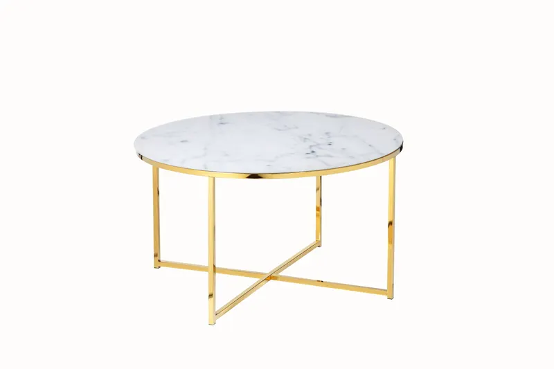 Couchtisch Ø 80 cm, Weiß/Gold, Ansicht 2