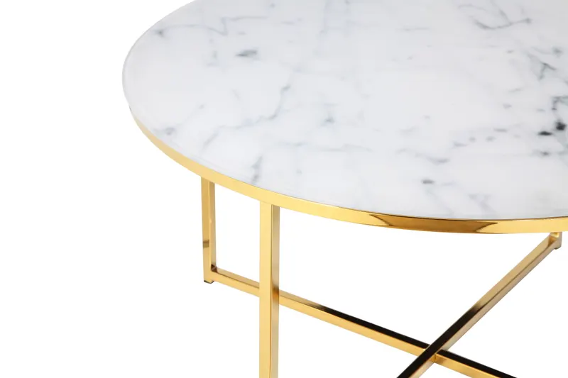 Couchtisch Ø 80 cm, Weiß/Gold, Ansicht 3