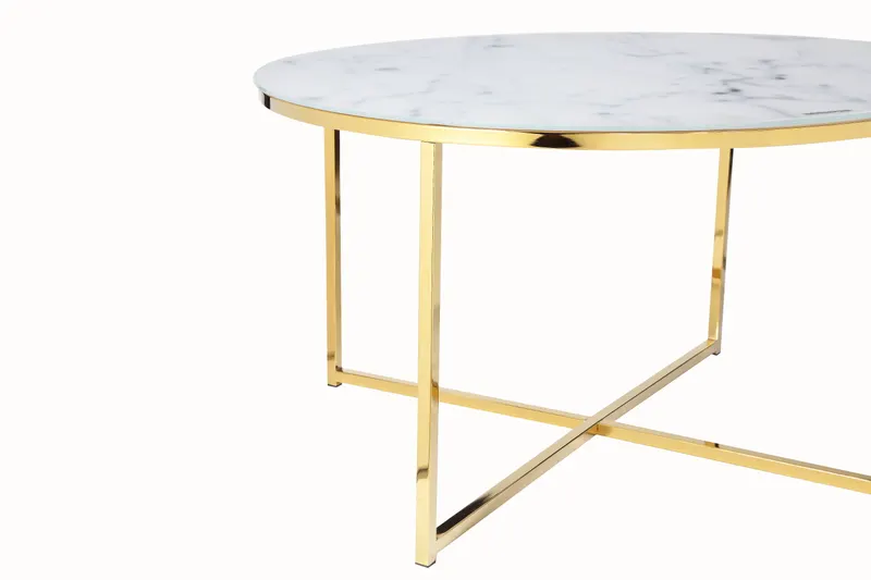 Couchtisch Ø 80 cm, Weiß/Gold, Ansicht 4