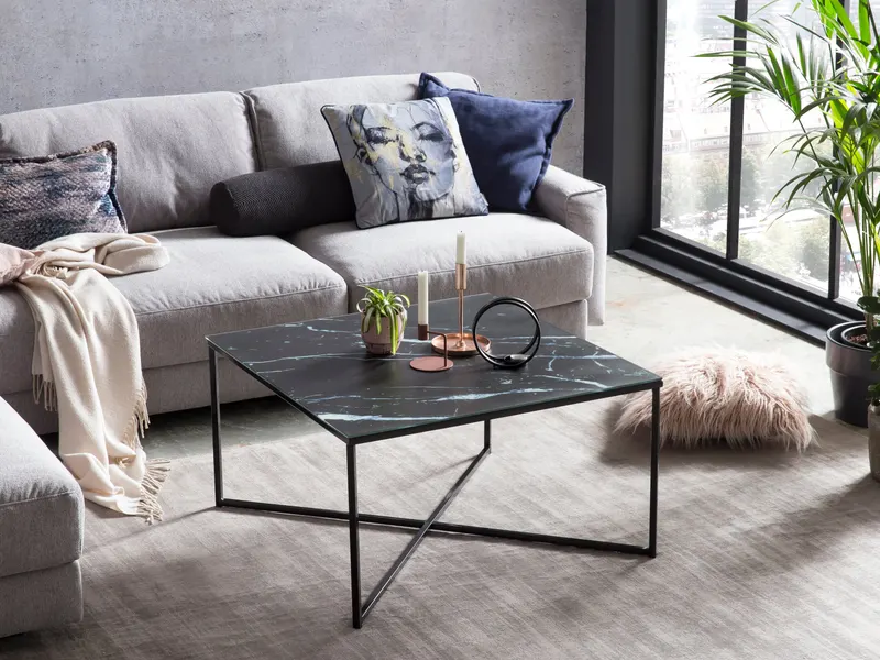 Couchtisch 80 × 80 × 45 cm, Schwarz, Ansicht 5