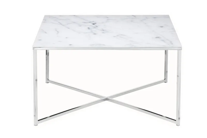 Couchtisch 80 × 80 × 45 cm, Weiß/Chrom, Ansicht 1