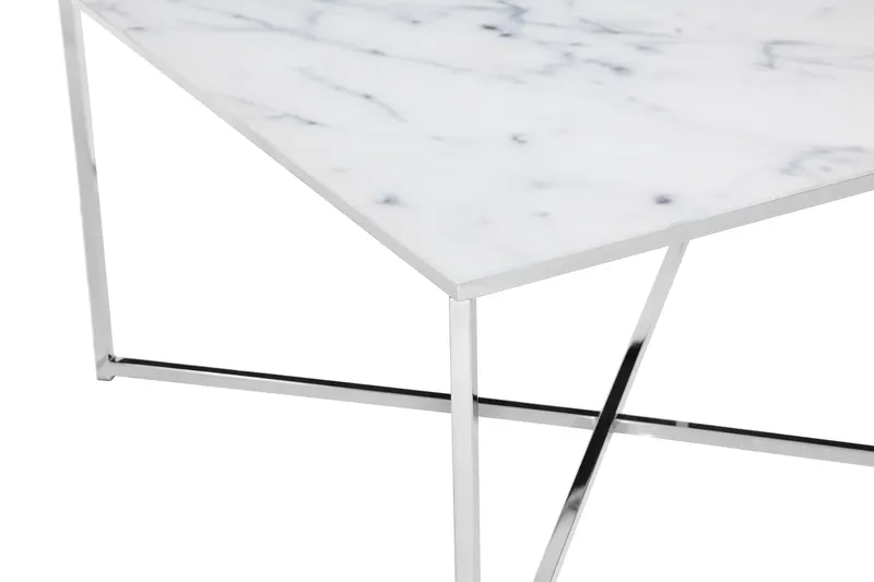 Couchtisch 80 × 80 × 45 cm, Weiß/Chrom, Ansicht 3