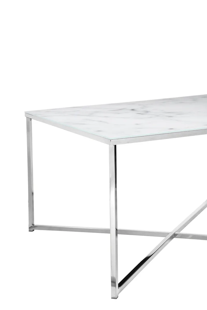 Couchtisch 80 × 80 × 45 cm, Weiß/Chrom, Ansicht 4