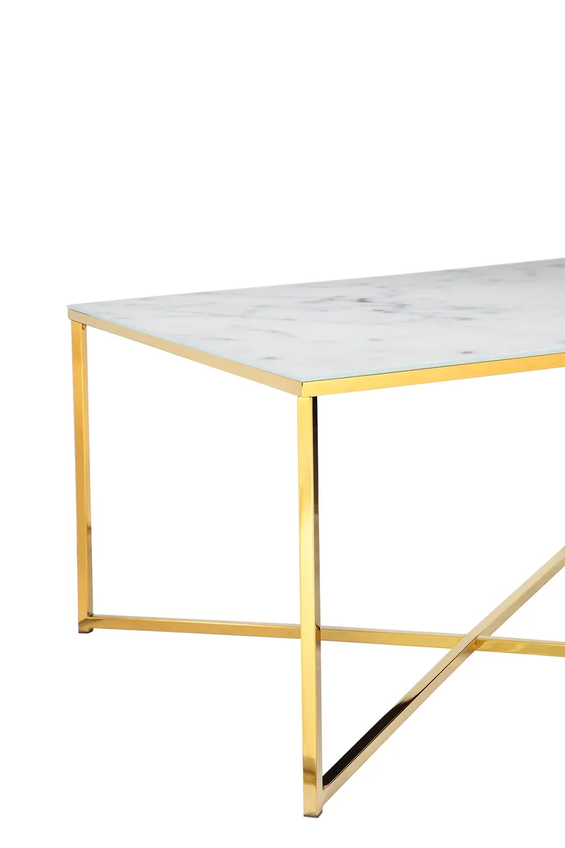 Couchtisch 80 × 80 × 45 cm, Weiß/Gold, Ansicht 4