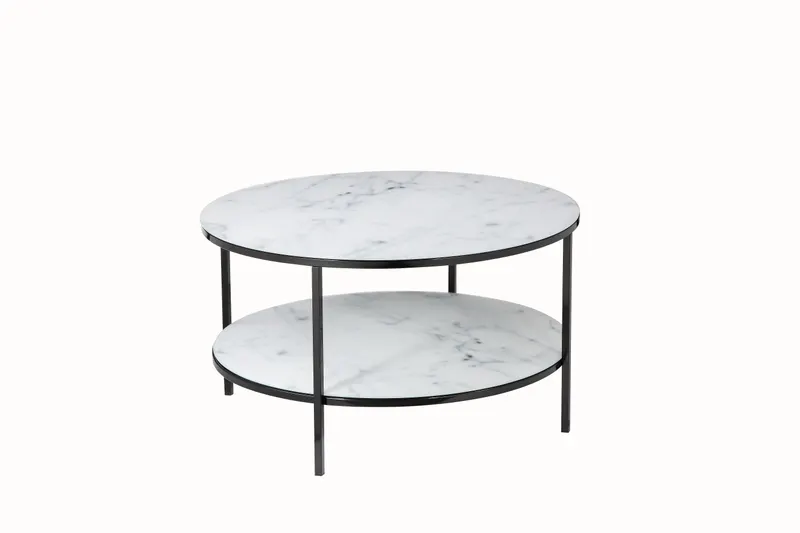 Couchtisch mit 2 Ablagen Ø 80 cm, weiß-schwarz, Ansicht 2