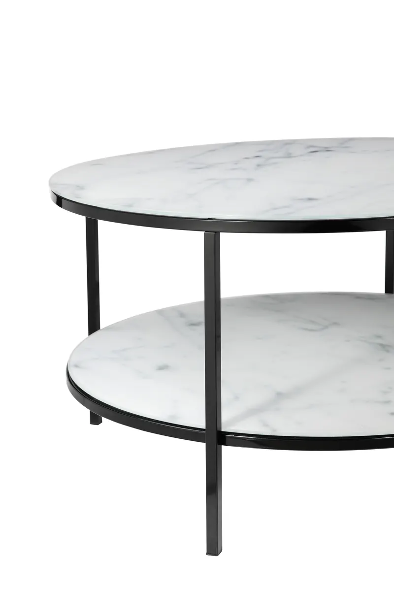 Couchtisch mit 2 Ablagen Ø 80 cm, weiß-schwarz, Ansicht 4
