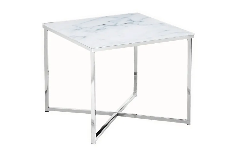 Beistelltisch 50 × 50 × 42 cm, Weiß/Chrom, Ansicht 2