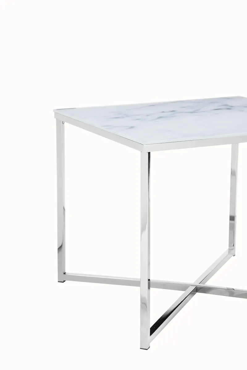 Beistelltisch 50 × 50 × 42 cm, Weiß/Chrom, Ansicht 4