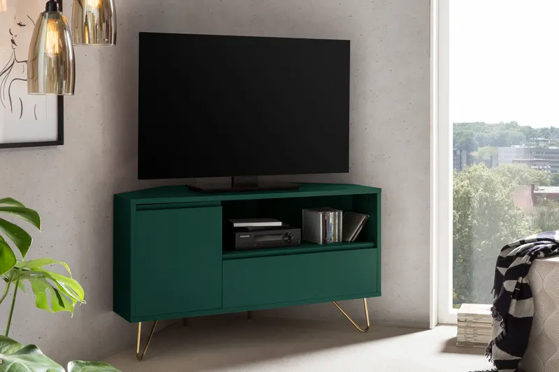 Eck-TV-Lowboard mit Tür, Klappfach und offenem Fach, Ansicht 6