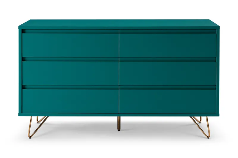 Kommode mit 6 Schubladen, Blau und Gold, Ansicht 1