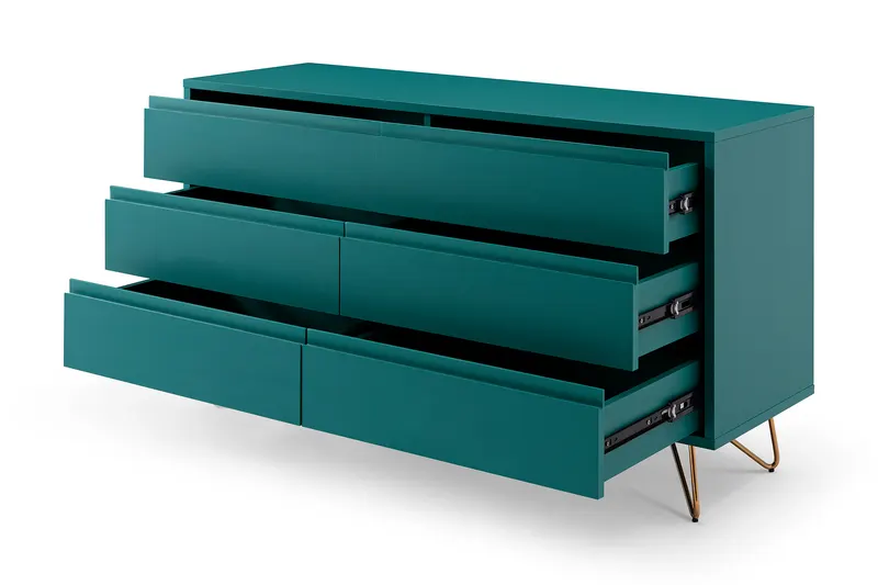 Kommode mit 6 Schubladen, Blau und Gold, Ansicht 3