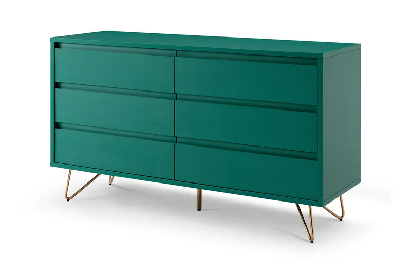 Kommode mit 6 Schubladen, Grün und Gold, Ansicht 2