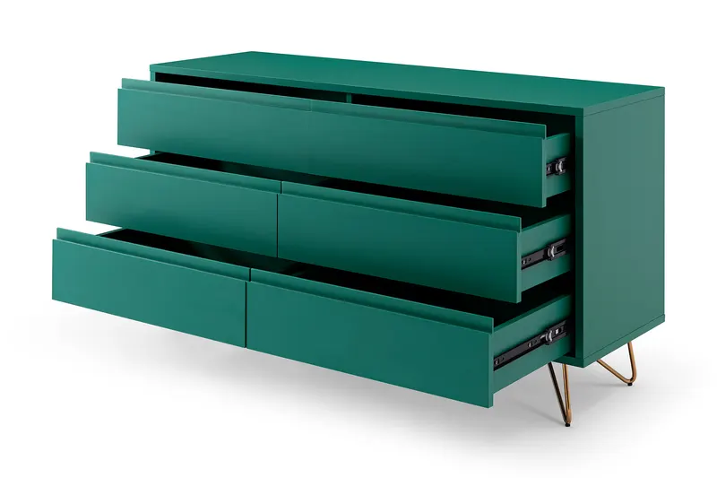 Kommode mit 6 Schubladen, Grün und Gold, Ansicht 3