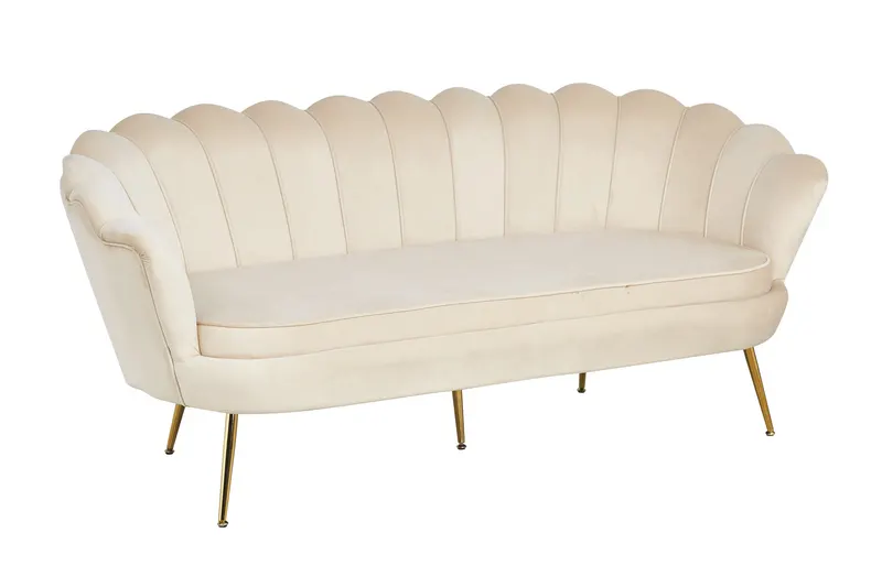 Muschelsofa 3-Sitzer aus Samt, Beige, Ansicht 2