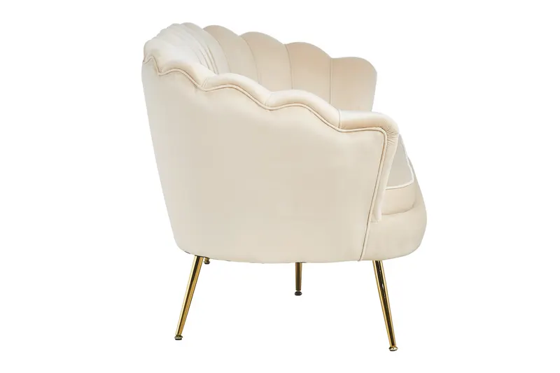 Muschelsofa 3-Sitzer aus Samt, Beige, Ansicht 4