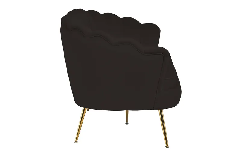 Muschelsofa 3-Sitzer aus Samt, Schwarz, Ansicht 4