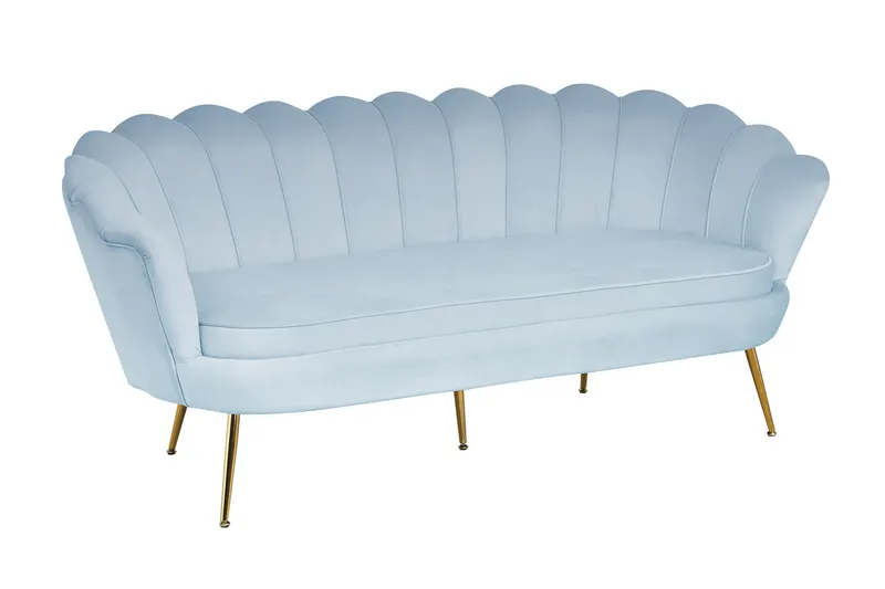 Muschelsofa 3-Sitzer aus Samt Hellgrau, Ansicht 2