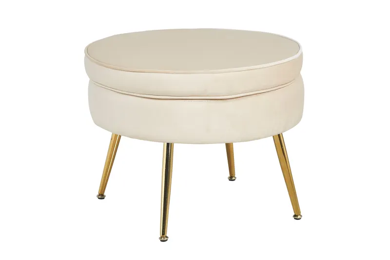 Arielle Sitzpouf rund aus Samt, Rose/Gold