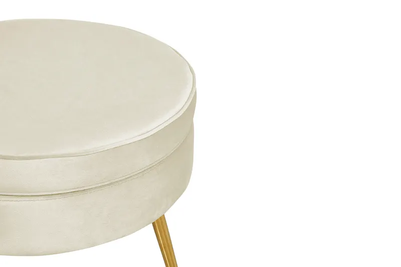 Sitzpouf rund aus Samt Beige, Ansicht 3