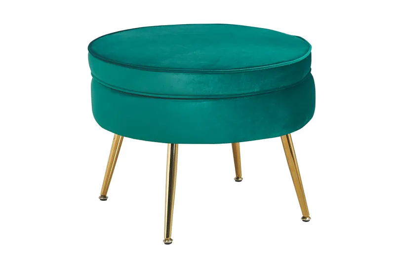 Sitzpouf rund aus Samt Grün, Ansicht 1