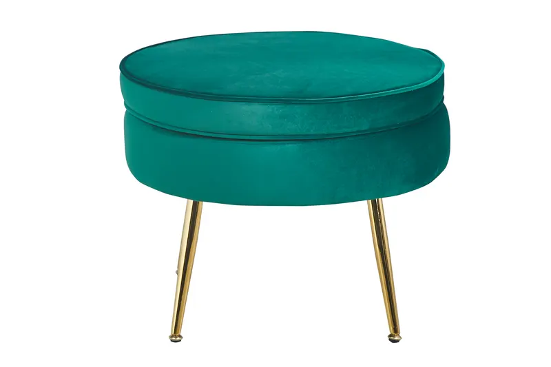 Sitzpouf rund aus Samt Grün, Ansicht 2
