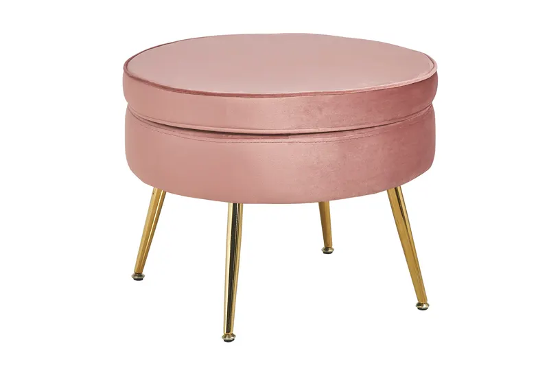 Arielle Sitzpouf rund aus Samt, Rose/Gold