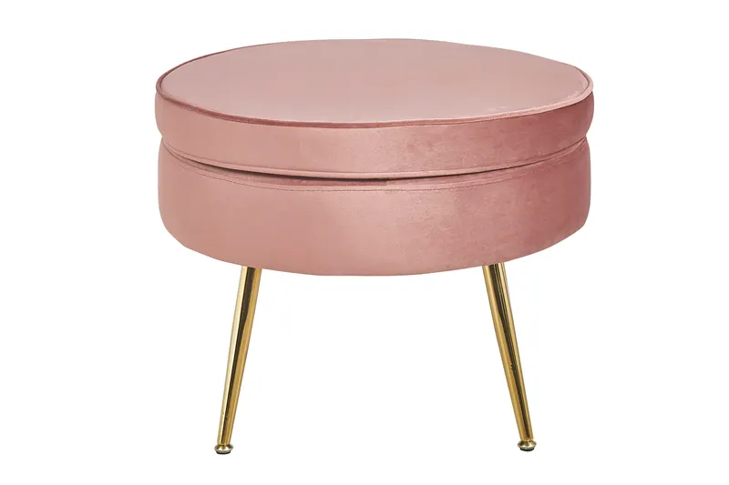 Sitzpouf rund aus Samt Rosé, Ansicht 2