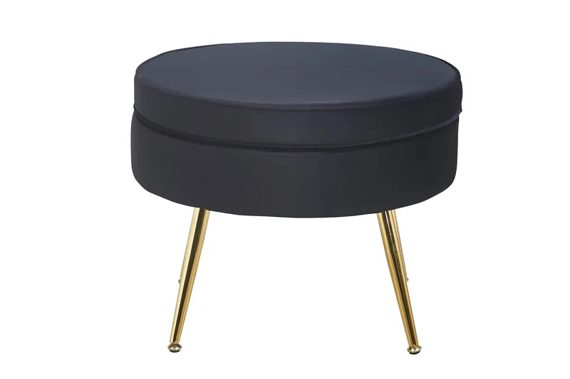 Sitzpouf rund aus Samt Schwarz, Ansicht 2