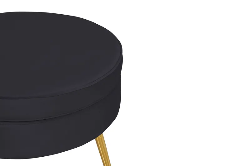 Sitzpouf rund aus Samt Schwarz, Ansicht 3