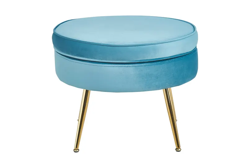 Sitzpouf rund aus Samt Blau, Ansicht 3