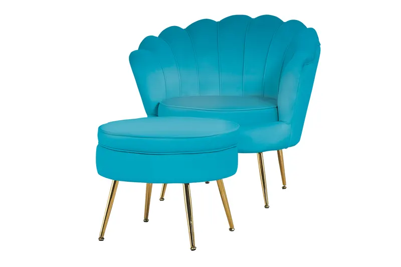 Muschelsessel aus Samt Blau, Ansicht 6
