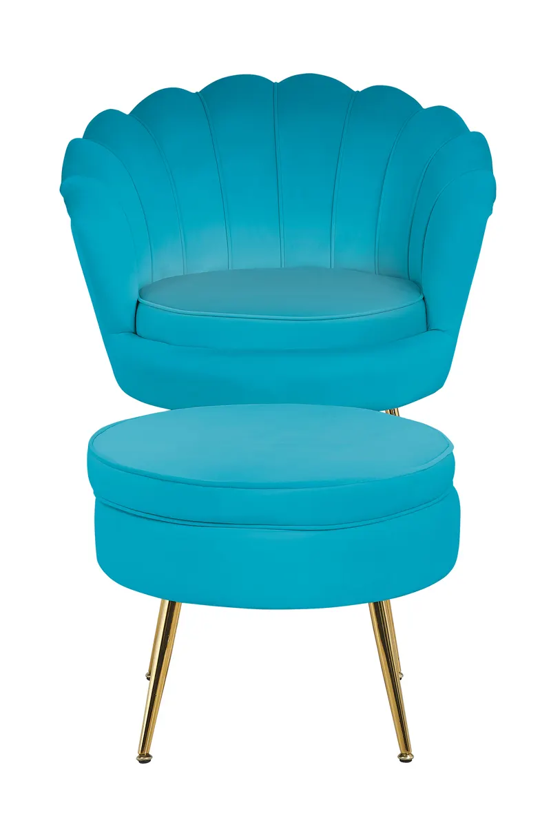 Muschelsessel aus Samt Blau, Ansicht 7
