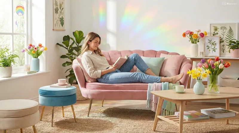 Sitzpouf rund aus Samt Blau