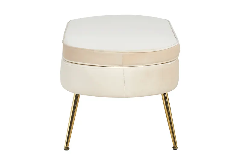 Sitzpouf oval aus Samt Beige, Ansicht 3