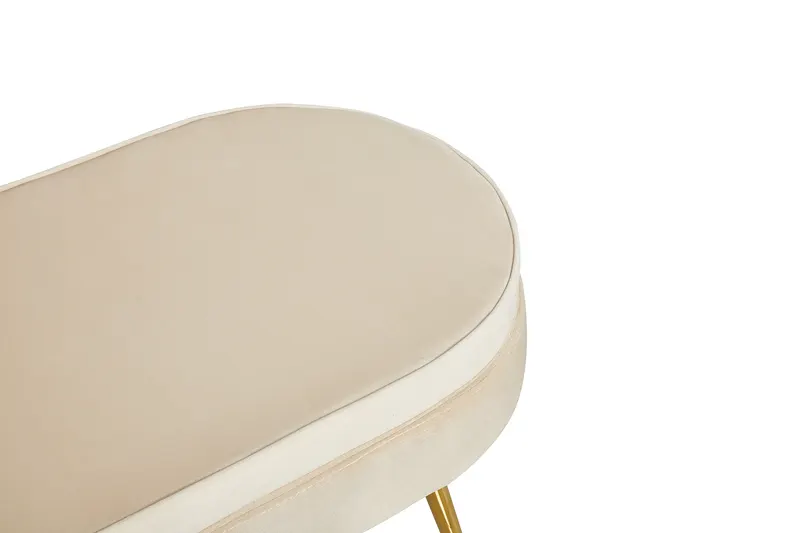 Sitzpouf oval aus Samt Beige, Ansicht 4